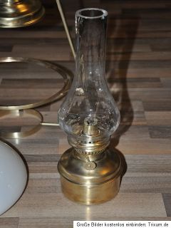 wunderschöne alte Petroleumlampe Deckenlampe Messing 2 Glaszylinder