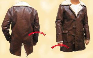 BANE 100% REAL COW HIDE LEATHER / PU TRENCH COAT JACKET   THE DARK