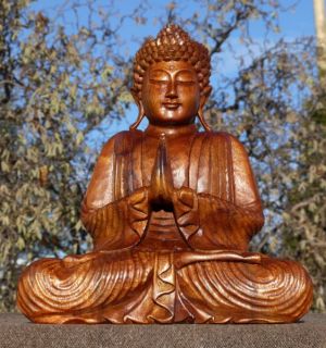 Sehr schoener Gebet BUDDHA Meditation Moench HOLZ BUDDA Feng Shui 329