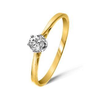 Klassischer 9 Karat (375) Gold Solitär Verlobung Damen   Diamant Ring
