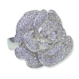 Ring Rose mit SWAROVSKI ELEMENTS   Farbe Silber   Gr. 53