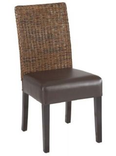 Rattan Stuehle Rattanstuhl Bicolour Lederlook massivholz