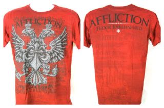 Fedor Emelianenko Warbird Affliction Premium Red T shirt New
