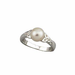 Solvar Sterling Silver Irish Pearl Trinity Knot Ring