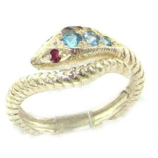 Damen Ring 9 Karat (375) Weißgold mit Blautopas Rubin   Größe 50