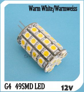 G4 LED Stiftsockellampe 49 SMD 5050 12V Warm weiß 360°
