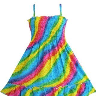 Sunny Fashion Mädchen Kleid Regenbogen Smok Halfter