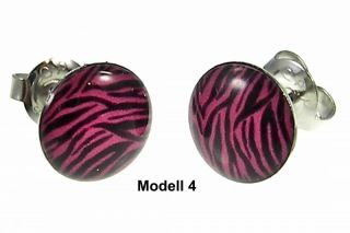 2x Ohrstecker leopard zebra pink rosa schwarz weiß braun Ohrringe