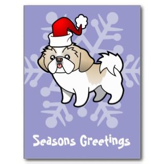 Christmas Shih Tzu (silver parti puppy cut) postcards by SugarVsSpice
