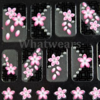 Rosa süß Blütenblatt Strass 3D DIY Aufkleber Sticker Nailart