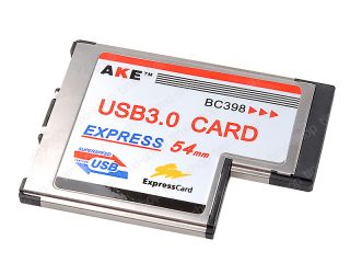 AKE BC398 USB 3.0 PCI Express Card Karte 54mm 2 Port für Notebook