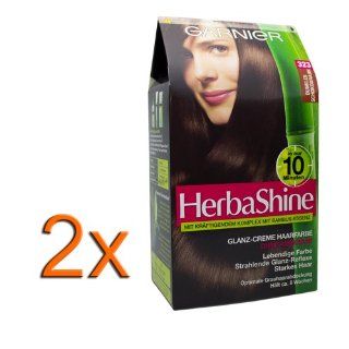 2x Garnier HerbaShine 323 Dunkles Schokobraun/ Glanz Creme Haarfarbe
