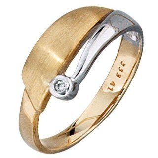 Goldring Damen Ring mit Zirkonia 333 Gelbgold & Weißgold teilmattiert