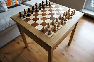 Oak chess table, craft product, 100% made of wood   60 x 61 x 61cm