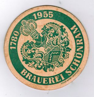 BD Bierdeckel Brauerei Schönram Oberbayern Datumsdeckel 1955