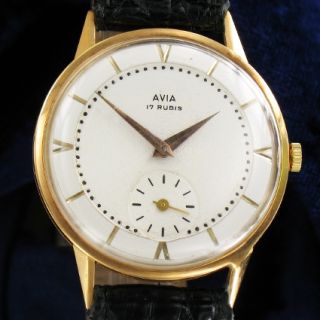 AVIA Dresswatch Vintage Herrenuhr in 18 Karat Gold schweizer