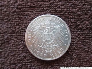 Münze 5 Mark au s dem Deutschen Reich . Auf der Rückseite ist ein