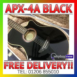 Pre Owned Yamaha APX 4A Semi Acoustic Guitar Black With Hiscox Yamaha
