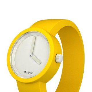 Clock Unisex Armbanduhr Analog Silikon weiss gelb OCW21 S
