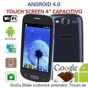Android I9300 Dual Sim 4.0.3 Kapazitiv Multitouch 4Zoll 1 GhZ CPU 3,2