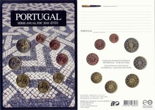Portugal Kursmünzensatz (orig., nom. 3,88 Euro) 2010 vz st FDC Folder