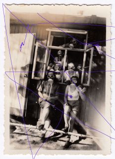 Gruppen Foto Frauen Mädchen RAD Arbeitsmaiden mit Gasmaske WWII