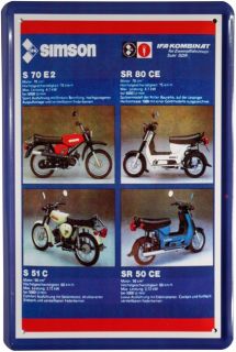 DDR Moped Retro Blechschild 20x30 cm Reklame Metallschild 444