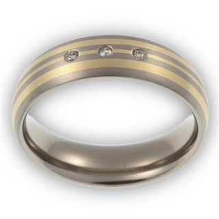 LUXUS Brillant Ring Titan/585 Gold mit 0,045ct Diamanten besetzt TT037