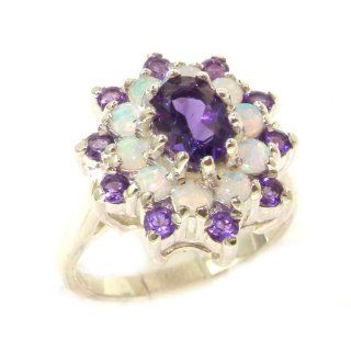 Damen Ring 9 Karat (375) Weißgold mit Amethyst Opal   Größe 50 (15