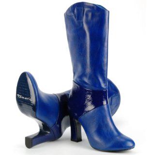 TAMARIS Damen Winter Langschaft Stiefel, Lackapplikationen, royal blau