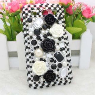 Bling Diamond Black Rose Back Hard Case Cover For Huawei Honor U8860