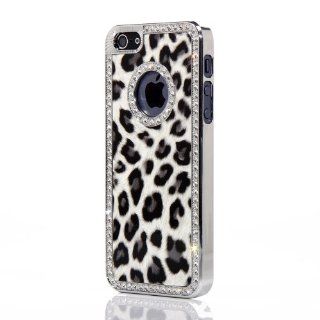 ATC PU Leder schwarz Leopard Hard Cover Case für iphone 5+Schutzfolie