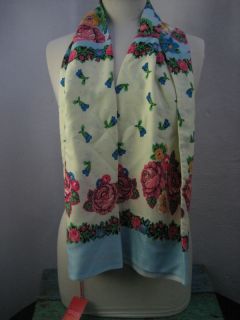 Oilily schal scarf tuch roses pink rot blau creme sjaal o