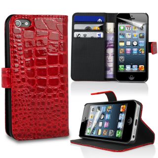 Croc Wallet Leather Case Cover For Apple iPhone5 iPhone 5 5G+ Screen