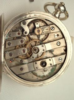 alte Taschenuhr aus Silber von Brenets, Kompensations Unruhe