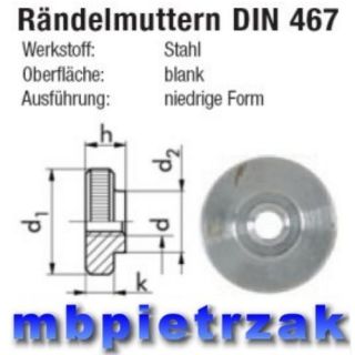 Rändelmutter M8 Stahl 5.8 DIN 467 niedrige Form (2460)