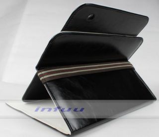 NEW iPad 3 Luxus Leder Etui Tasche Stand Case schwarz Black&White
