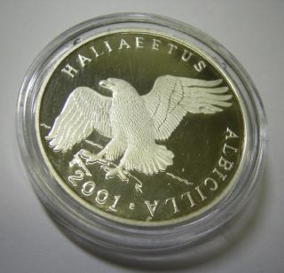 NORDKOREA KOREA 7 WON 2001 TIERWELT WEIßSCHWANZSEEADLER SILBER PP