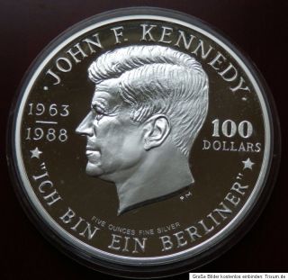 Niue 100 Dollars J.F. Kennedy 1988 5 Oz./155,5 g Silber  PP