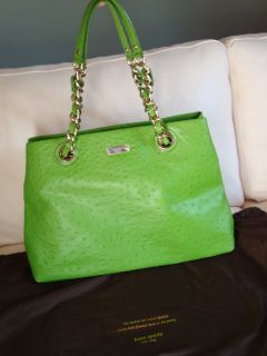  Maryanne Green Ostrich Print Leather Kelly Bag Purse Handbag NWT 528