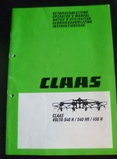 Claas Heuwender Volto 450 + 540 Betriebsanleitung