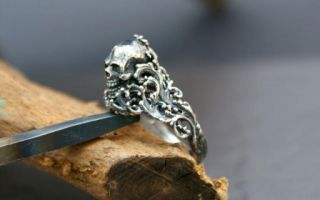 Totenkopf Gothic Biker Rocker Skull Alchemy Silber 925 Ring