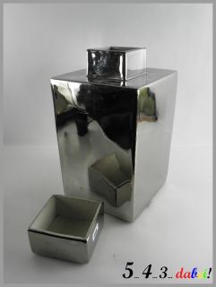 Gunther Lambert Vase Keramik, Metallglasur silberfarben Blumenvase