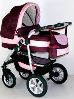 Pink Neu OVP C02 2 in1 Kombi Kinderwagen Kinderwagen CORAL Dark Rosa 