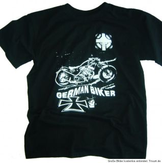 German Biker T Shirt schwarz Gr.L Chopper Rocker Motorrad