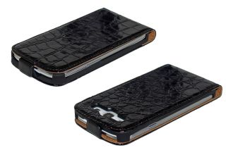GILSEY Leder Tasche für Samsung Galaxy S3 Schwarz KROKODIL TASCHE