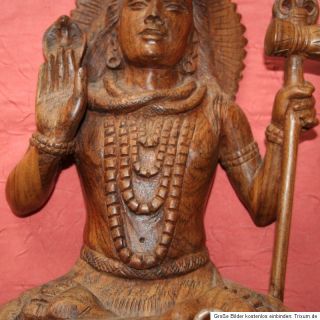 Skulptur Figur Holz indische Göttin Shiva Handarbeit COA original 33