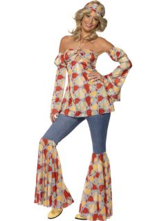 Damen Kostüm Hippie Party Kleid 70s Hippie Kostüm 36 44