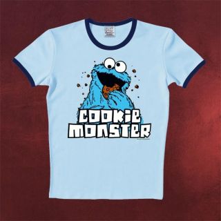 Sesamstraße Krümelmonster Shirt, Kekse Cookie Monster Retro Print