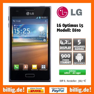 LG L5 E610 # schwarz # 4 Dsipaly # 5 MP Cam # Smartphone